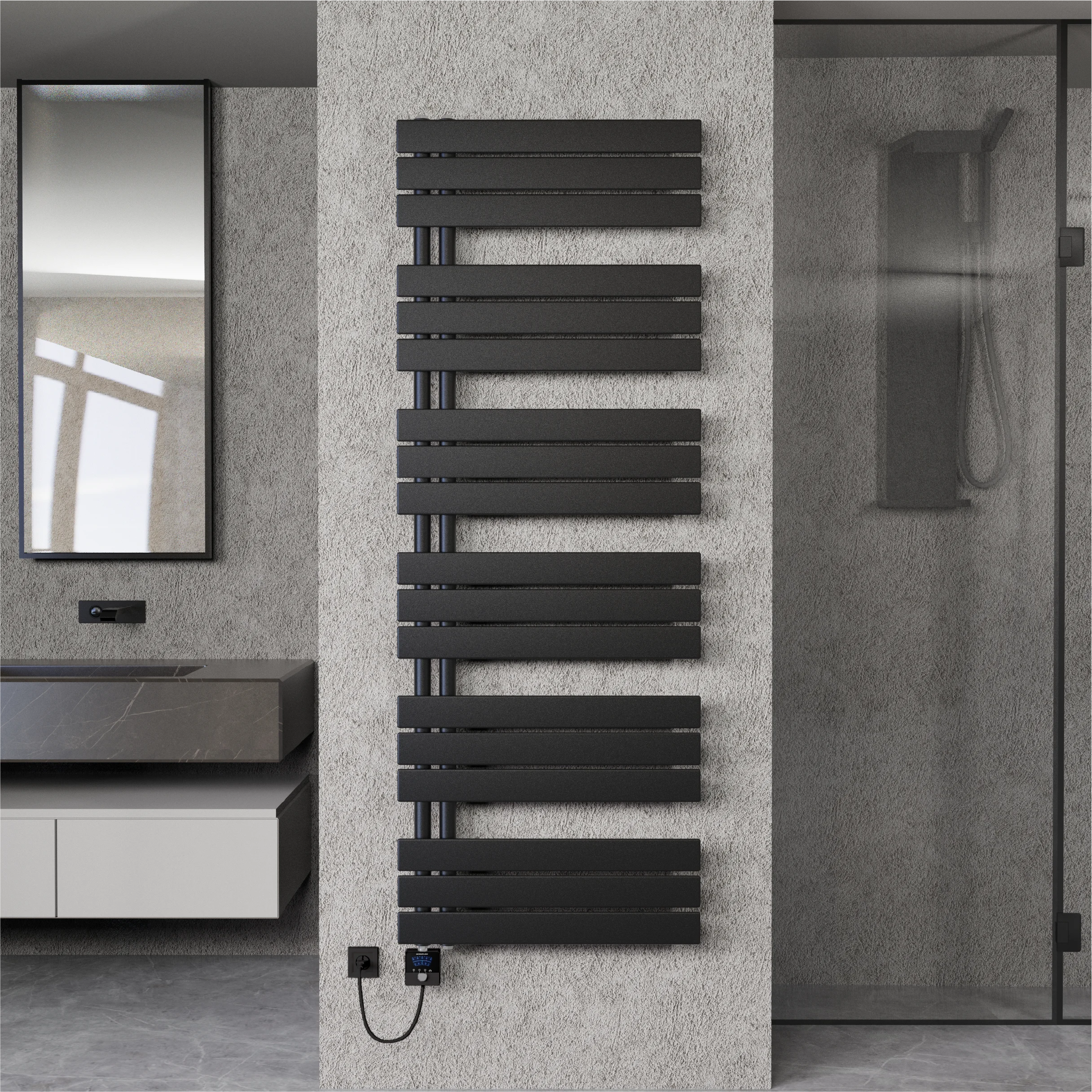 Elektrische Badheizkörper inkl. Heizstab Paneelheizkörper Handtuchheizkörper - DRESDEN - seitlich offen