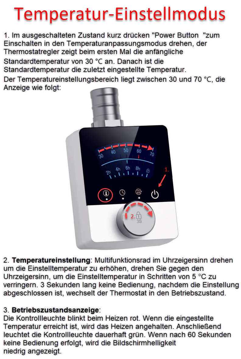 DELTA Elektro Heizstab Terma für Heizkörper 600-1200 Watt